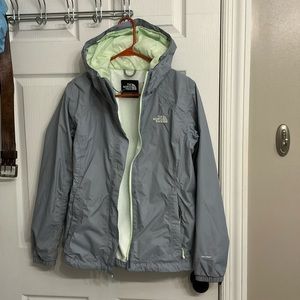North Face Rain Jacket Size Small Grey and Mint Green
